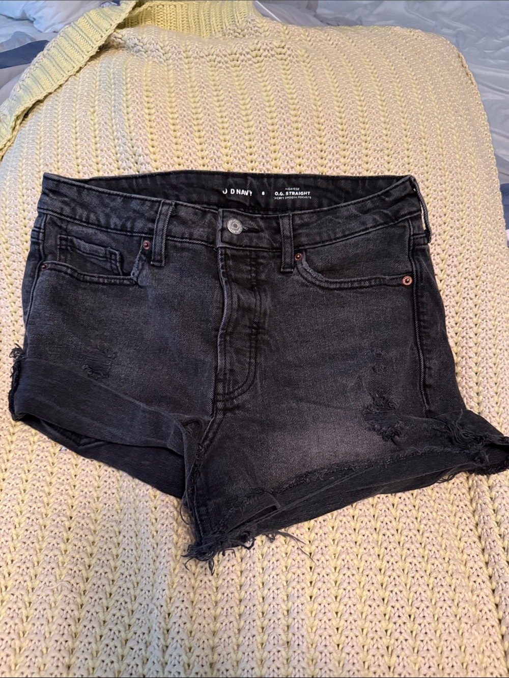 Old Navy Black Distressed Denim Cutoff Shorts